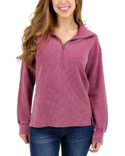 Hideaway Washed Berry Thermal Pullover -Active Aura Shop HideawayThermalPullover WashedBerry 1