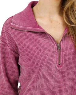 Hideaway Washed Berry Thermal Pullover -Active Aura Shop HideawayThermalPullover WashedBerry 4
