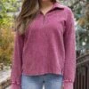 Hideaway Washed Berry Thermal Pullover