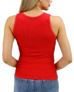 High Neck Cardinal Red Brami Tank -Active Aura Shop HighNeckBramiTank CardinalRed 2