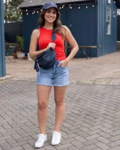 High Neck Cardinal Red Brami Tank -Active Aura Shop HighNeckBramiTank CardinalRed 4