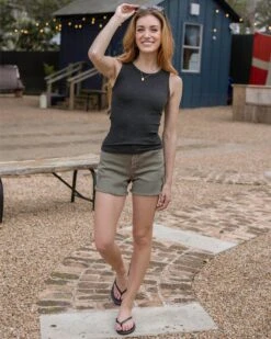 High Neck Heathered Charcoal Brami Tank -Active Aura Shop HighNeckBramiTank HeatheredCharcoal 4