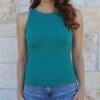 High Neck Green Brami Tank -Active Aura Shop HighNeckBramiTank HipLength 1