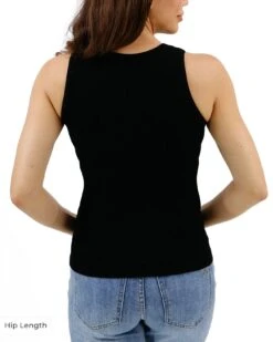 High Neck Black Brami Tank 17 High Neck Black Brami Tank -Active Aura Shop HighNeckBramiTank HipLength Black 2