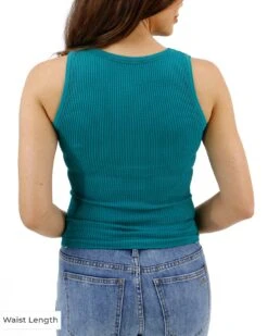 High Neck Green Brami Tank -Active Aura Shop HighNeckBramiTank Waist Green 2