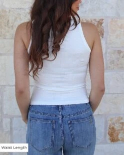 High Neck Ivory Brami Tank -Active Aura Shop HighNeckBramiTank WaistLength 6 3abd191a aba1 4c92 ad6e 2527a27188cb