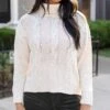 High Neck Ivory Cable Knit Sweater -Active Aura Shop HighNeckCableKnitSweater Ivory 1