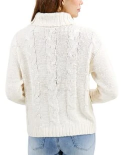 High Neck Ivory Cable Knit Sweater -Active Aura Shop HighNeckCableKnitSweater Ivory 13