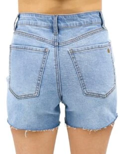 High Rise Button Fly Shorts In Light Mid-Wash -Active Aura Shop HighRiseButtonFlyShortsinLightMidWash.2
