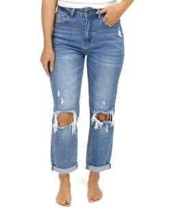 High-Rise Girlfriend Jeans In Distressed Mid-Wash - FINAL SALE -Active Aura Shop HighRiseGirlfriendJeans MidWash Distressed 1 a37cc12f 9b00 44e0 b87b f89cfe5768dd