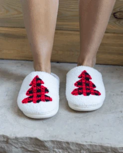 Holiday Plaid Christmas Tree Slippers - FINAL SALE -Active Aura Shop HolidaySlipper PlaidChristmasTree 14