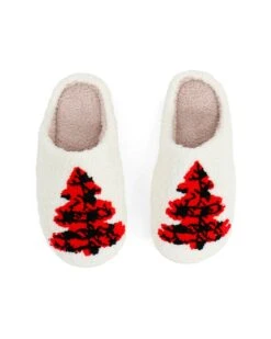 Holiday Plaid Christmas Tree Slippers - FINAL SALE -Active Aura Shop HolidaySlipper PlaidChristmasTree 2