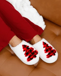 Holiday Plaid Christmas Tree Slippers - FINAL SALE -Active Aura Shop HolidaySlipper PlaidChristmasTree 8
