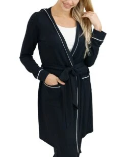 Hooded Black Modal Robe - FINAL SALE -Active Aura Shop HoodedModalRobe Black 3