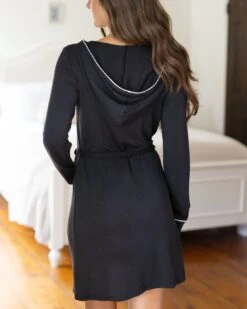 Hooded Black Modal Robe - FINAL SALE -Active Aura Shop HoodedModalRobe Black 5 1