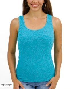 Teal Jacquard Brami Tank -Active Aura Shop JacquardBrami HipLength 4