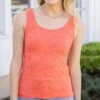 Orange Coral Jacquard Brami Tank -Active Aura Shop JacquardBrami HipLength 8