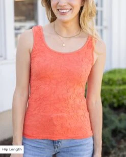 Orange Coral Jacquard Brami Tank