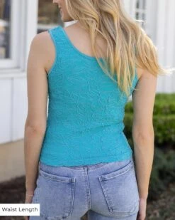 Teal Jacquard Brami Tank -Active Aura Shop JacquardBrami WaistLength 13