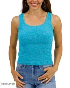 Teal Jacquard Brami Tank -Active Aura Shop JacquardBrami WaistLength 3