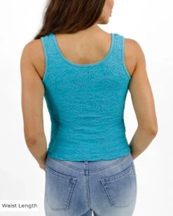 Teal Jacquard Brami Tank -Active Aura Shop JacquardBrami WaistLength 4
