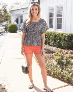 Josie Smocked Top In Black Ditsy 12 Josie Smocked Top In Black Ditsy -Active Aura Shop JosieSmockedTop BlackDitsy 2