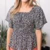 Josie Smocked Top In Black Ditsy 2 Josie Smocked Top In Black Ditsy -Active Aura Shop JosieSmockedTop BlackDitsy 3