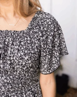 Josie Smocked Top In Black Ditsy 14 Josie Smocked Top In Black Ditsy -Active Aura Shop JosieSmockedTop BlackDitsy 4