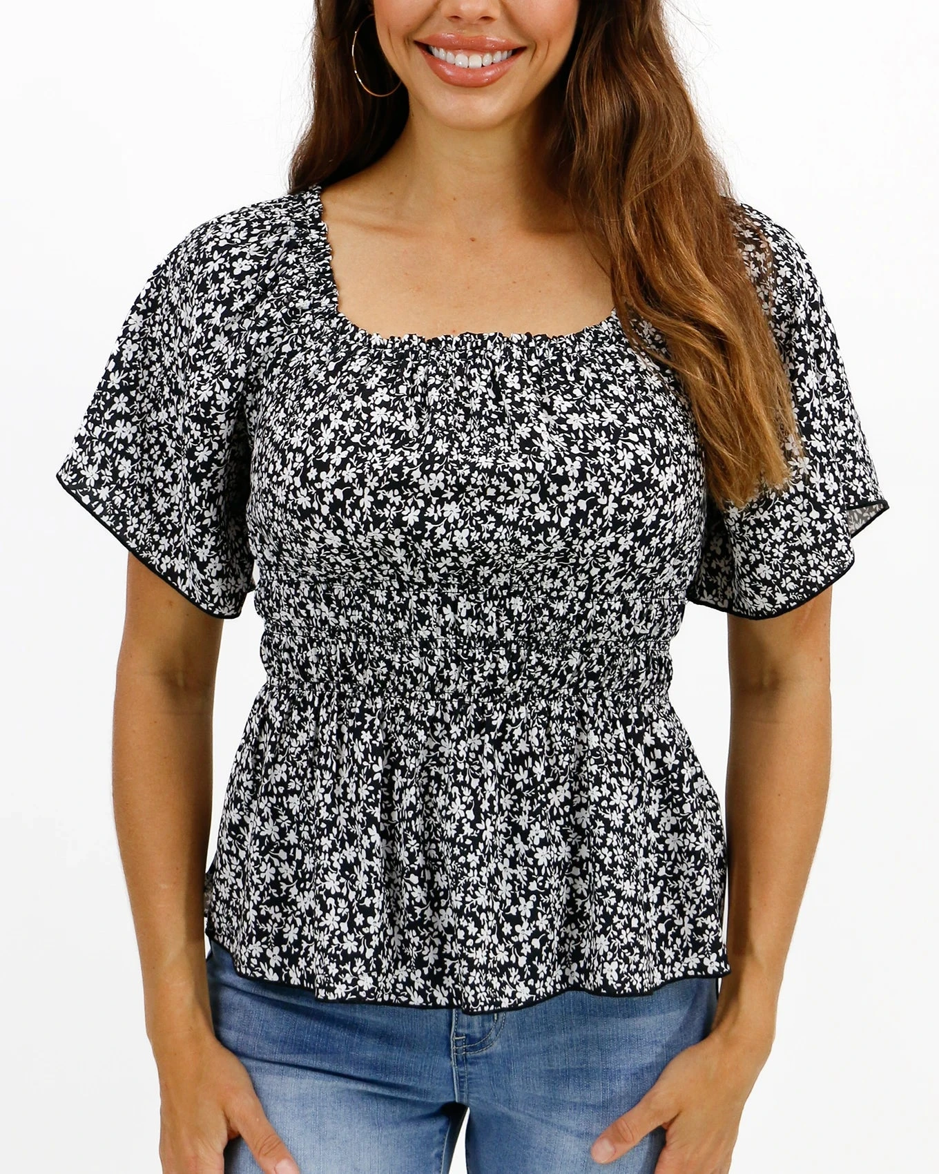 Josie Smocked Top In Black Ditsy 9 Josie Smocked Top In Black Ditsy - Image 7