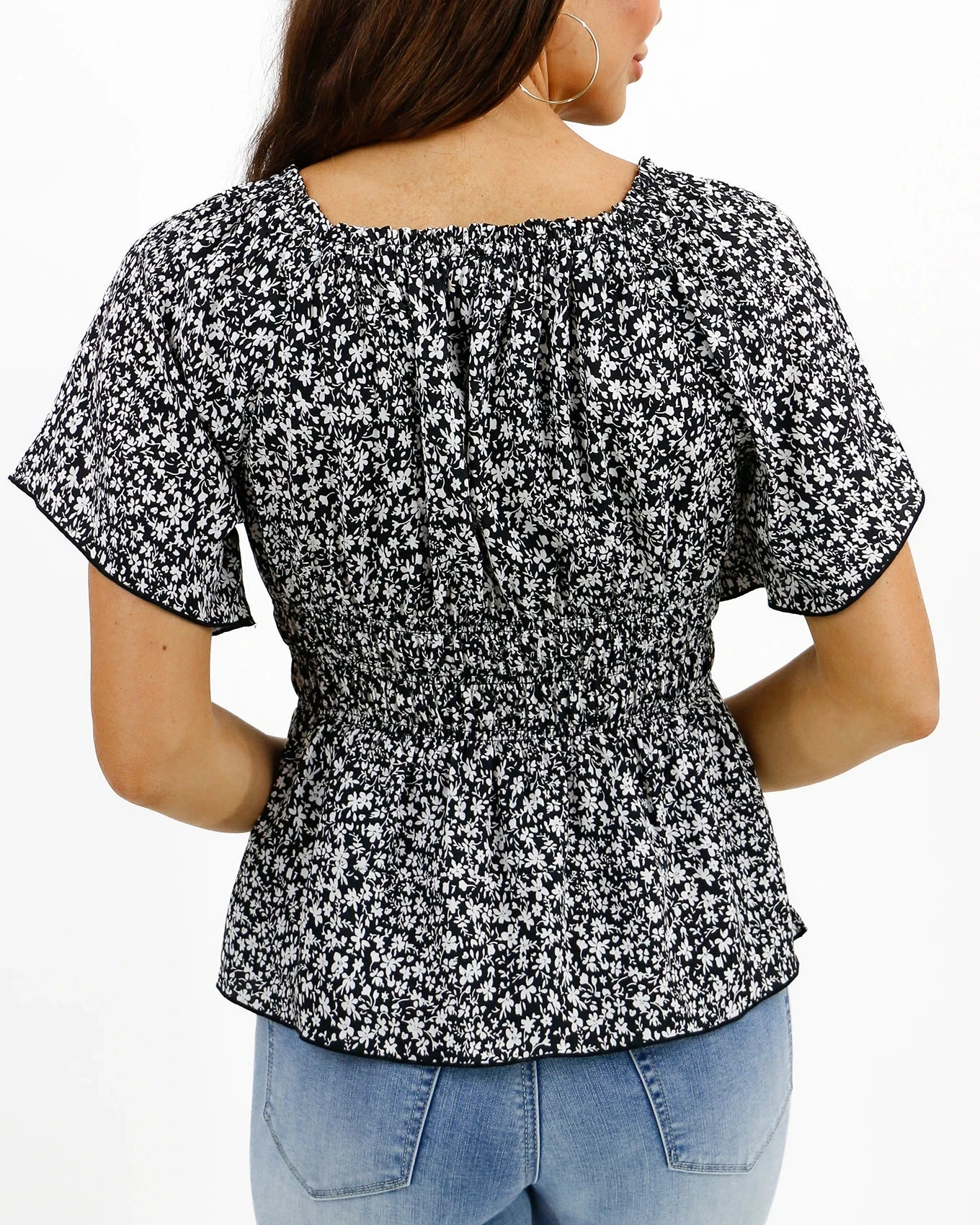 Josie Smocked Top In Black Ditsy 10 Josie Smocked Top In Black Ditsy - Image 8