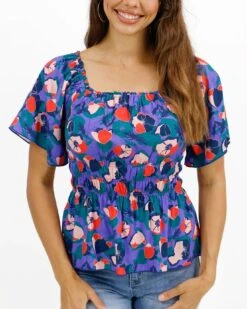 Josie Smocked Top In Purple Poppy 14 Josie Smocked Top In Purple Poppy -Active Aura Shop JosieSmockedTop PurplePoppy 11