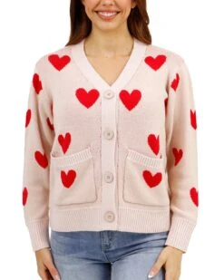 Knit Heart Cardigan -Active Aura Shop KnitHeartCardigan Cream 12