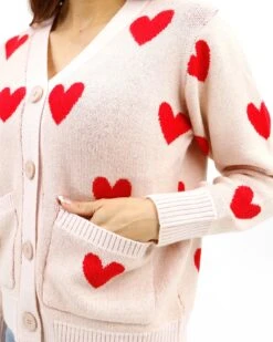 Knit Heart Cardigan -Active Aura Shop KnitHeartCardigan Cream 13