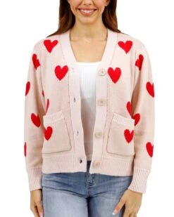 Knit Heart Cardigan -Active Aura Shop KnitHeartCardigan Cream 15