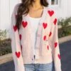 Knit Heart Cardigan -Active Aura Shop KnitHeartCardigan Cream 3