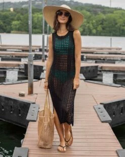 Capri Knit Swim Cover-Up In Black -Active Aura Shop KnitSwimCoverUp Black 2