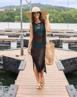 Capri Knit Swim Cover-Up In Black -Active Aura Shop KnitSwimCoverUp Black 8