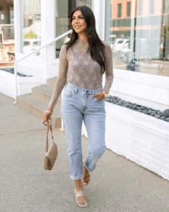 Taupe Scoop Neck Cami -Active Aura Shop LaceMeshTop Taupe 7