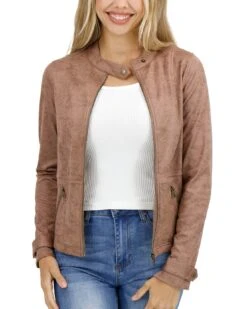 Leather Like Cafe Racer Jacket In Taupe 20 Leather Like Cafe Racer Jacket In Taupe -Active Aura Shop LeatherLikeCafeRacerJacket Taupe 11