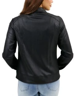 Lightweight Black Faux Leather Jacket -Active Aura Shop LightweightFauxLeatherJacket Black 6