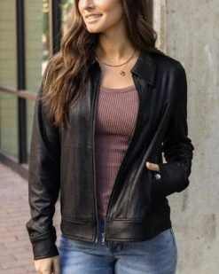 Lightweight Black Faux Leather Jacket