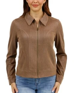 Lightweight Café Faux Leather Jacket -Active Aura Shop LightweightFauxLeatherJacket Cafe 2