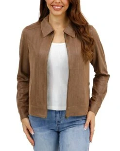 Lightweight Café Faux Leather Jacket -Active Aura Shop LightweightFauxLeatherJacket Cafe 4