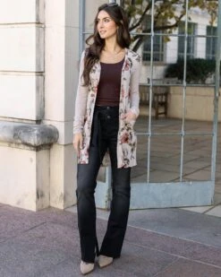 Lightweight Floral Ribbed Cardigan - FINAL SALE 13 Lightweight Floral Ribbed Cardigan - FINAL SALE -Active Aura Shop LightweightRibbedCardi Floral 3