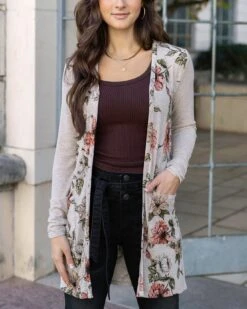 Lightweight Floral Ribbed Cardigan - FINAL SALE