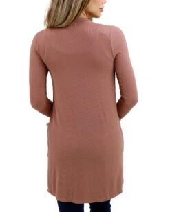 Lightweight Clay Rose Ribbed Cardigan - FINAL SALE -Active Aura Shop LightweightRibbedCardigan ClayRose 2