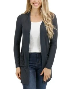 Lightweight Soft Black Ribbed Cardigan - FINAL SALE -Active Aura Shop LightweightRibbedCardigan SoftBlack 1