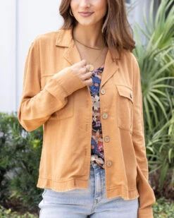 Linen Safari Jacket In Chai - FINAL SALE