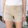 Khaki Linen Shorts -Active Aura Shop LinenShorts Khaki 12