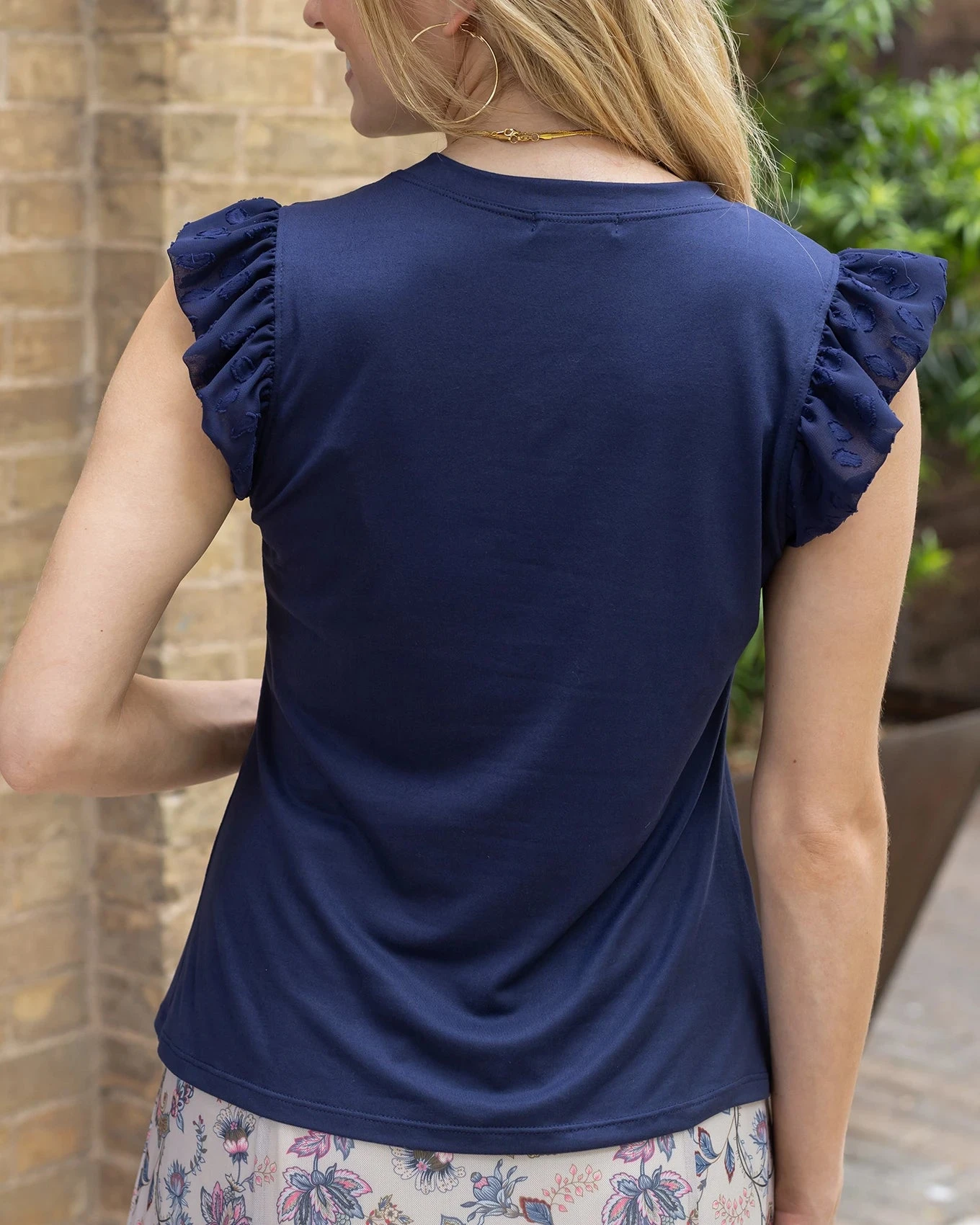 Live-In Navy Ruffle Sleeve Top 8 Live-In Navy Ruffle Sleeve Top - Image 6